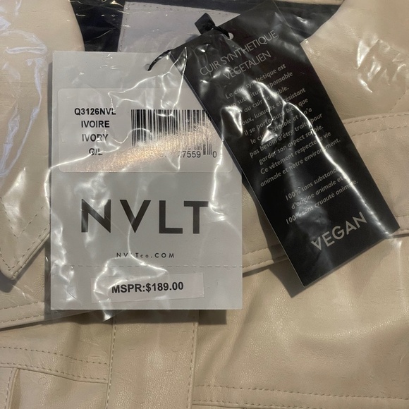 NVLT Vegan Leather Belted Jacket, Ivory, Medium or Large - NWT - Picture 3 of 3